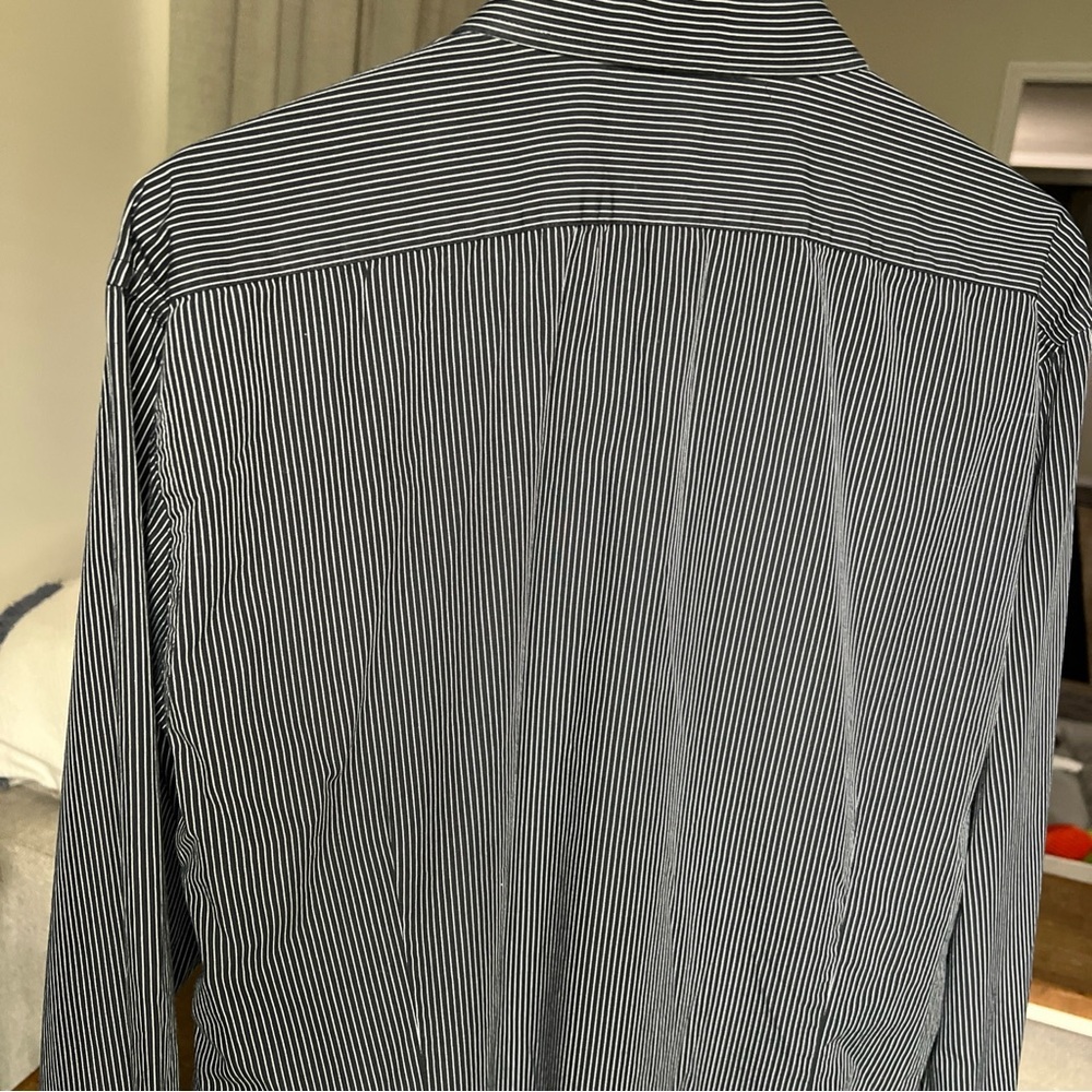 Express Men’s Black/white Fitted Longsleeve Striped Button Up Size XL 17-17.5 - Picture 10 of 15